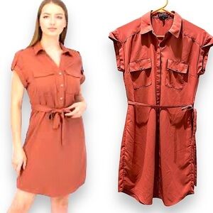 EXPRESS | Coral Utility Dress | MIDI Business Casual | Size XS